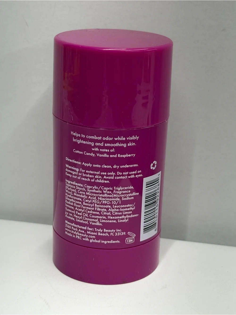 Truly Unicorn Fruit Aluminum-Free Deodorant 3 oz New Mandelic Acid Niacinamide